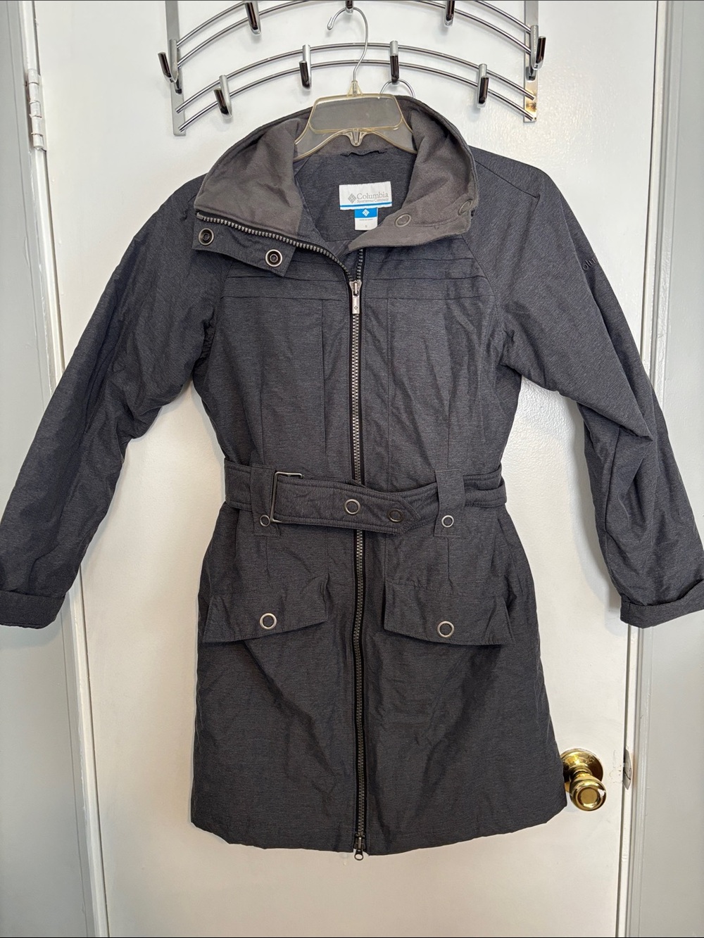 Columbia Women's Charcoal Gray Belted Trench Coat